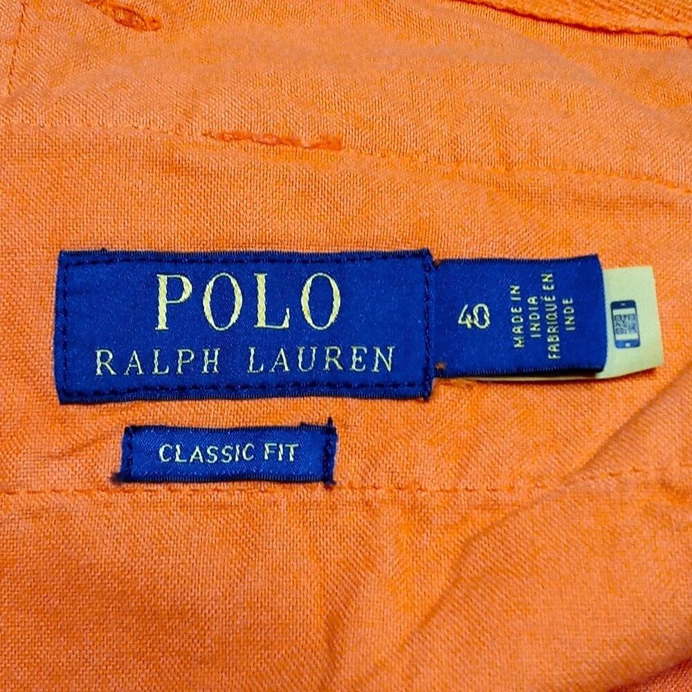 *READ* NWT Polo Ralph Lauren Shorts Mens 40 Linen Blend Orange Classic Fit Beach - Picture 9 of 13